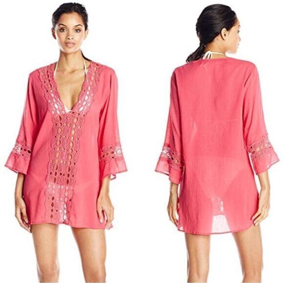 La Blanca Tops - La Blanca pointelle cotton pink tunic, coverup size M‎